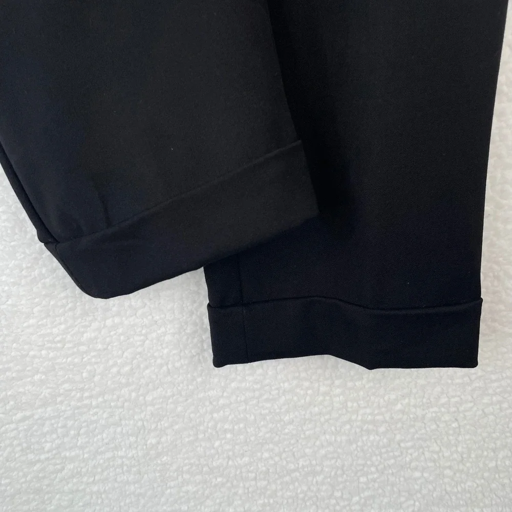 LOFT The Devin Slim Curvy Black Ankle Dress Pants Cuffed Size 8 Career Office